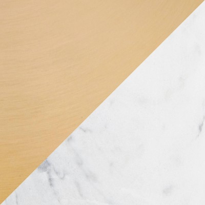 Contemporary White & Gold Marble-Base Floor Lamp with Side Table