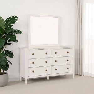Royal Hampton Dresser Mirror, Classic French Design, White Solid Wood, 40 Inch - 1 of 4