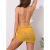 INSPIRE CHIC Women's Water Ripples Colorblock Halter Bikini Sets, Tie Back Top Triangle Bottom Mesh Cover Up Swimwear 1 Set - 3 of 4