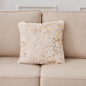 Luxury Chinchilla Faux Fur Gilded Beige Pillow (22 In. x 22 In.) - 1 of 4