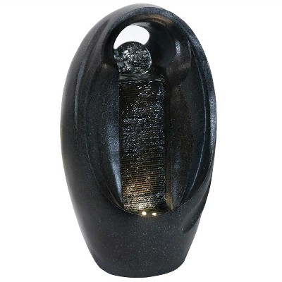 Sunnydaze Indoor Home Decorative Ethereal Essence Tabletop Water Fountain with LED Light - 13" - Black