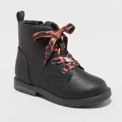Toddler Girls' Giovanna Lace-Up Zipper Combat Boots - Cat & Jack™ Black 5