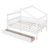 TIRAMISUBEST Twin/Full Size House Bed with 2 Storage Drawers, Wooden House Platform Bed with Fence Guardrails and Roof Design for Kids - 3 of 4