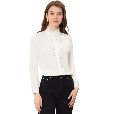 Allegra K Vintage Ruffle Blouse for Women's Business Casual Work Top Shirt