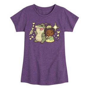 Girls' - Disney Princess - Chibi Kawaii Tiana and Louis Fitted Short Sleeve Graphic T-Shirt - 1 of 4