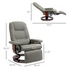 CIPACHO Faux Leather Manual Recliner Adjustable Swivel Lounge Chair with Footrest Armrest and Wrapped Wood Base for Living Room Gray - 2 of 4