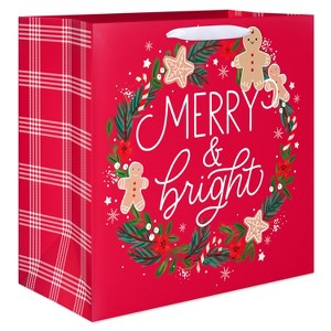 15" XL Square Christmas Gift Bag 'Merry and Bright' - 1 of 4