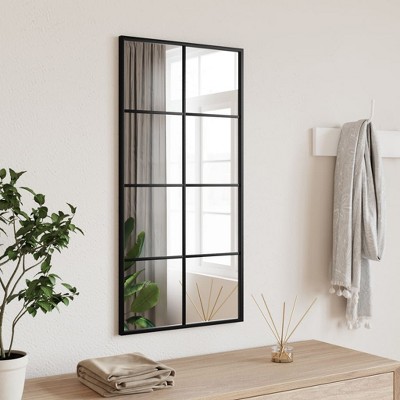 vidaXL Rectangular Wall Mirror with Black Powder-Coated Iron Frame - Versatile Hanging Mirror for Any Room - 15.7”x31.5”