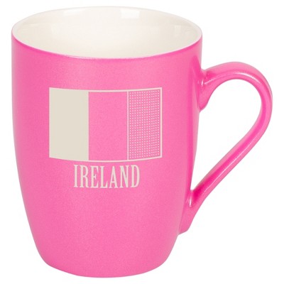 Elanze Designs Ireland Irish Flag 10 Ounce Ceramic Laser-Etched Engraved Drinkware Mug, Metallic Princess Pink