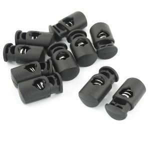 Unique Bargains Plastic Spring Loaded Cord Locks 10 Pcs Black - 1 of 1