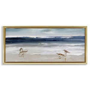 Stupell Industries Sandpipers Grazing Sea Shore Floating Frame Canvas Art - 1 of 4