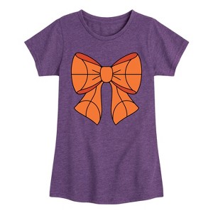 Girls' - Instant Message - Basketball Bow Fitted Short Sleeve Graphic T-Shirt - 1 of 4