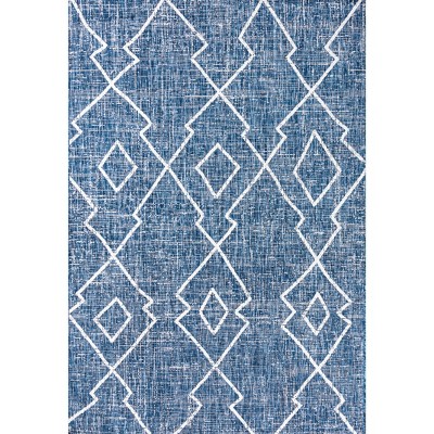 Boho Chic Blue/Ivory Diamond Trellis 8' x 10' Synthetic Rug