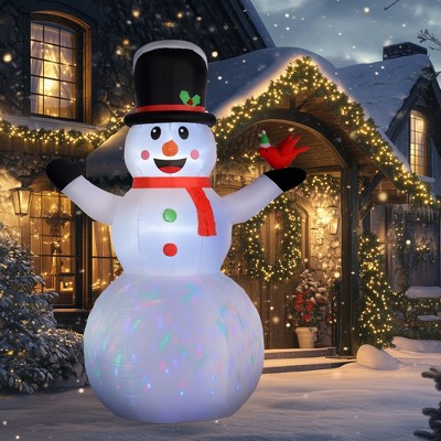 Angel Sar 12ft Giant Inflatable Snowman with Rotating Colorful LED Lights, Mega Blow-Up Christmas Yard Decoration for Indoor/Outdoor