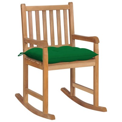 vidaXL Rocking Chair, Outdoor Rocking Chair with Cushion, Porch Rocker Patio Rocking Chair for Garden Balcony Backyard, Solid Wood Teak