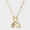 14K Gold Dipped Cubic Zirconia Puffy Heart Charm Initial Necklace - A New Day™ Gold - 2 of 4