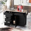 Rubberwood Countertop Kitchen Island, Kitchen Trolley with 5 Wheels, Spice Rack and 8 Drawers - ModernLuxe - 2 of 4