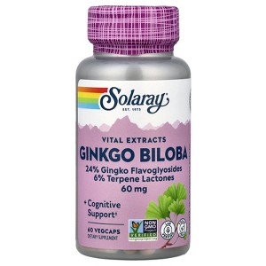 Solaray Vital Extracts, Ginkgo Biloba, 60 mg, 60 VegCaps - 1 of 4