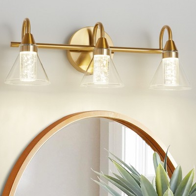 POWLIG 3 - Light LED Dimmable Bathroom Vanity Light With Crystal Bubbles