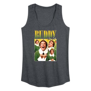Women's ELF Christmas Buddy the Elf Graphic Racerback Tank - Heather Charcoal - Medium - 1 of 4