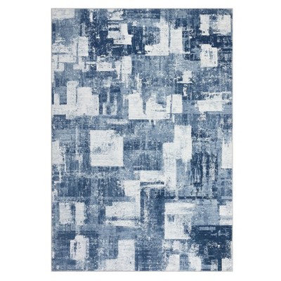 Washable Modern Abstract Rug Non Slip Low Pile Rug Soft Throw Floor Cover Foldable Indoor Carpet for Living Room Bedroom Playroom Nursery