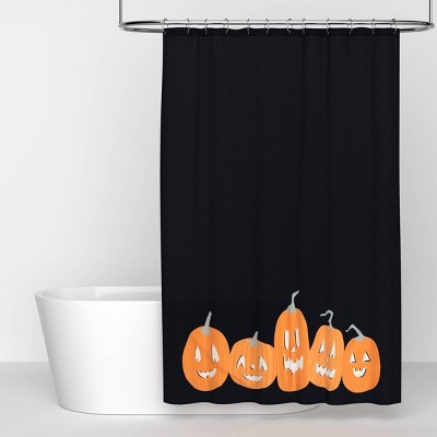 Halloween Jack-O-Lantern Glow in the Dark Shower Curtain Orange - Hyde and EEK! Boutique™