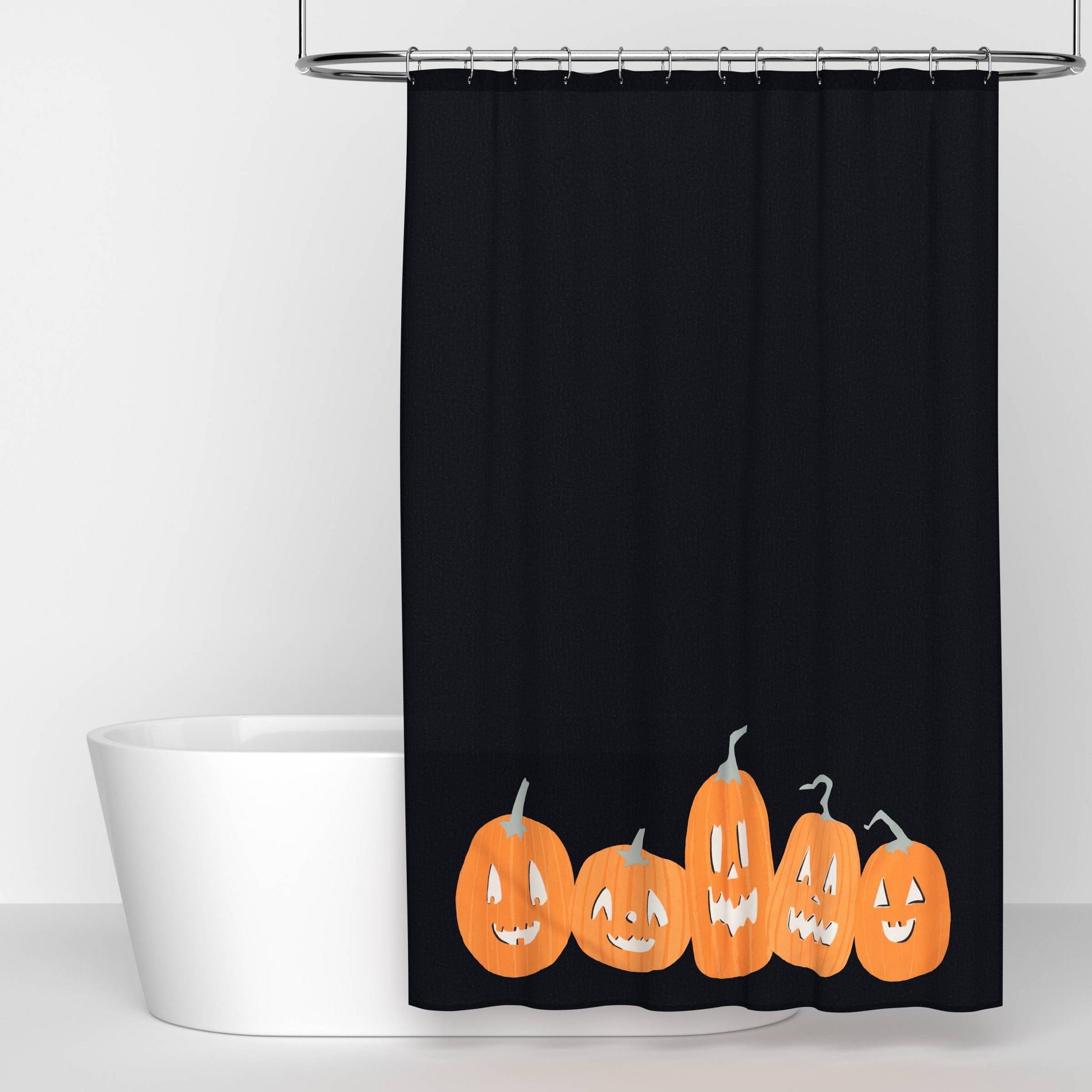 Halloween Jack-O-Lantern Glow in the Dark Shower Curtain Orange - Hyde and EEK! Boutique™