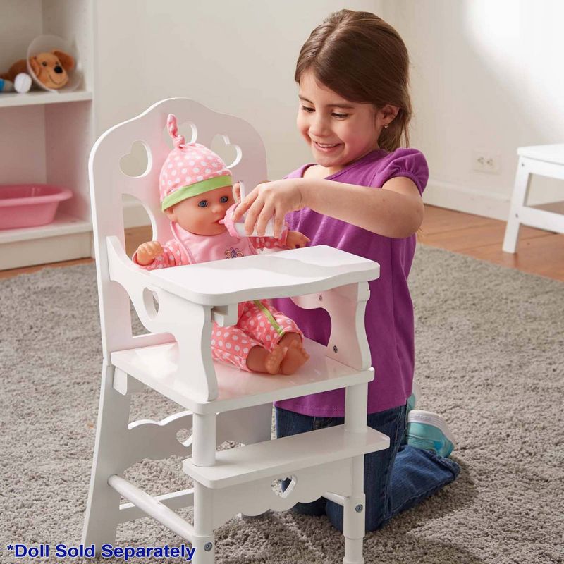 Melissa &#38; Doug White Wooden Doll High Chair With Tray, 3 of 13