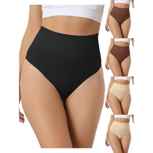 Allegra K Women's High-Waisted Invisible Stretchy Comfortable Thongs Multicolored - 1 of 4