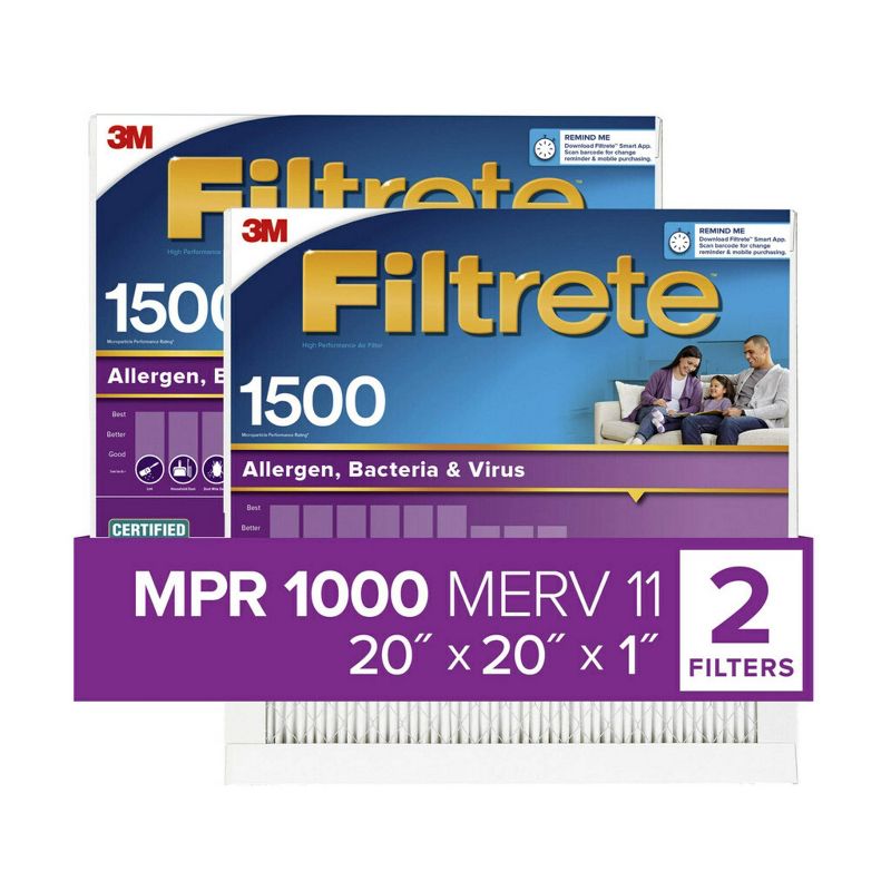 Filtrete 2pk Allergen Bacteria and Virus Air Filter 1500 MPR, 3 of 13