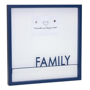 Family Magnetic Memo Board – 15.75"H Square – Blue and White Wall Organizer – By Melrose - 1 of 3