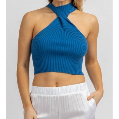 Women's TWIST MOCKNECK KNIT TOP - Blue Blush