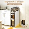 7" Ultra Narrow 4-Tier Bathroom Cabinet with Wheels & Drawers - Toilet Side Storage Organizer for Bathroom/Kitchen (White & Grey) - 3 of 4