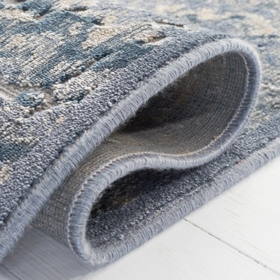 Gray and Blue Viscose Chenille Runner Rug