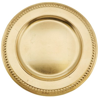 Gold Bead Dot Design 14" Decorative Charger Plates, Set of 4