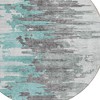 Teal Blue Charcoal And Silver Abstract Washable Indoor Outdoor Area Rug - 4 of 4