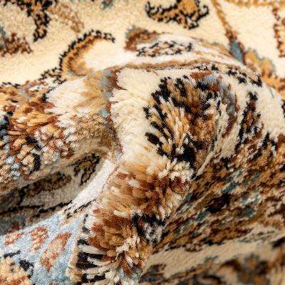 Ivory and Blue Medallion 5' x 7' Synthetic Area Rug