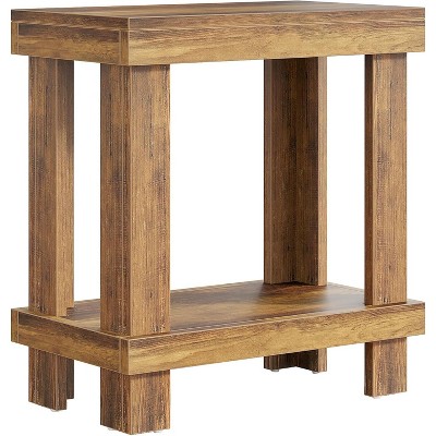 Tribesigns Wooden End Table, Farmhouse Side Table with Storage Shelf