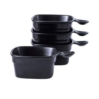 Bruntmor Soy Sauce Dish Ceramic, Set of 4 Black