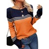 Imily Bela Women's Spring and Autumn Fashion Sweater, Color-Block Lightweight Striped Round Neck Trendy Pullover for Winter - 4 of 4