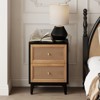JIONJOY Distressed Rattan Nightstand - Fully Assembled 2-Drawer Boho Bedside Table with Brass Knobs & Woven Cane Fronts - 2 of 4