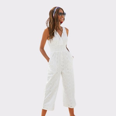Women's Sleeveless Eyelet Jumpsuit - LASCANA