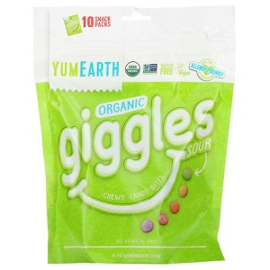 YumEarth Organic Giggles, Sour, 10 Snack Packs, 0.5 oz (14 g) Each - 1 of 2