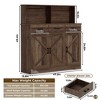 Jojoka 47.2" Farmhouse Wood Large Kitchen Storage Cabinet with 3 Doors,3 Drawers and a Countertop, Buffet Cabinet for Kitchen,Dining Room,Living Room - 2 of 4
