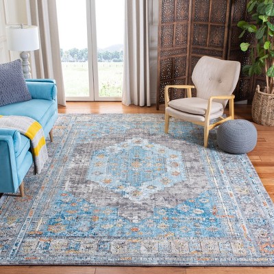 Bristol 8' x 10' Gray and Blue Boho Chic Area Rug