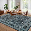 Acekool Vintage Floral Washable Area Rug, Non-Slip Ultra-Thin Stain Resistant Foldable Soft Carpet for Living Room Bedroom Office - 3 of 4