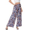 Women's Wide Leg Pants Casual Palazzo Summer Flowy Pants Elastic High Waist Lounge Drawstring Long Trousers - 3 of 4