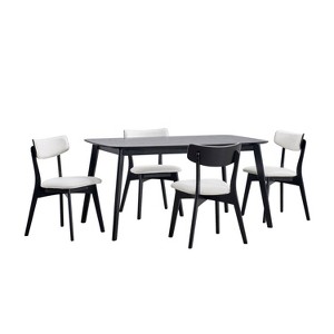 Christopher Knight Home 5pc Alma Upholstered Dining Set Black/Light Beige - 1 of 4