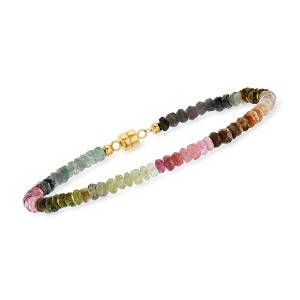 Ross-Simons 20.00 ct. t.w. Multicolored Tourmaline Bead Bracelet With 14kt Yellow Gold Magnetic Clasp - 1 of 4