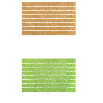 Unique Bargains 2 Pcs Striped Pattern Soft Absorbent Non-Slip Bath mats for Bathroom Floor